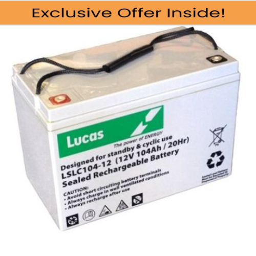 Lucas LSLC104-12 Agm Battery - 12v 104Ah, 1 Year Warranty