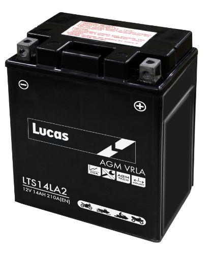 Lucas - LTS14LA2 - Sealed Motorcycle Battery - 12V 14Ah