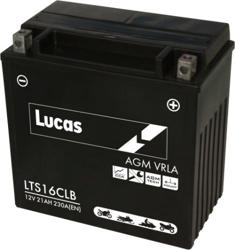 Lucas - LTS16CLB - Sealed Motorcycle Battery - 12V 21Ah