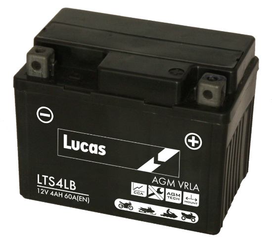 Lucas - LTS4LB - Sealed Motorcycle Battery - 12V 4Ah