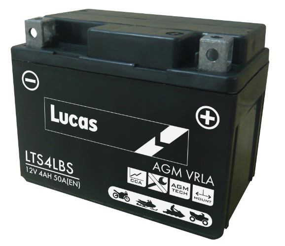 Lucas - LTS4LBS - Sealed Motorcycle Battery - 12V 4Ah