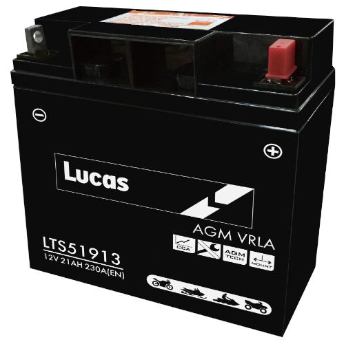 Lucas - LTS51913 - Sealed Motorcycle Battery - 12V 21Ah