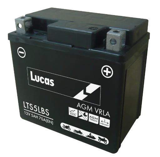 Lucas - LTS5LBS - Sealed Motorcycle Battery - 12V 5Ah