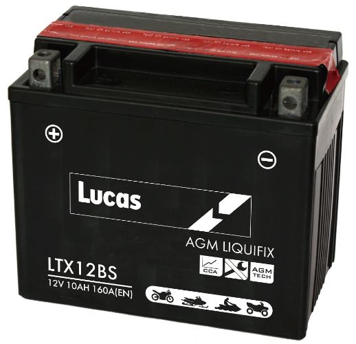 Lucas - LTX12BS - Sealed Motorcycle Battery With Acid Pack - 12V 10Ah