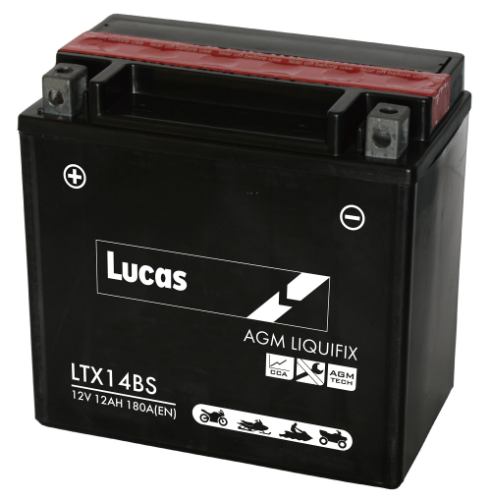 Lucas - LTX14BS - Sealed Motorcycle Battery With Acid Pack - 12V 12Ah