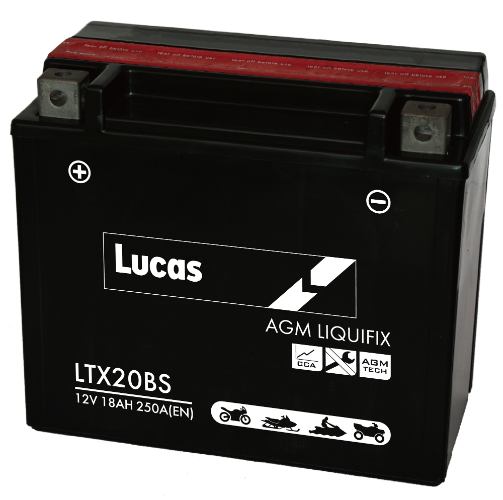 Lucas - LTX20BS - Sealed Motorcycle Battery With Acid Pack - 12V 18Ah