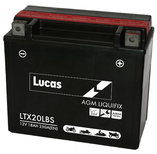Lucas - LTX20LBS - Sealed Motorcycle Battery With Acid Pack - 12V 18Ah