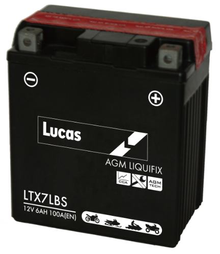 Lucas - LTX7LBS - Sealed Motorcycle Battery With Acid Pack - 12V 6Ah