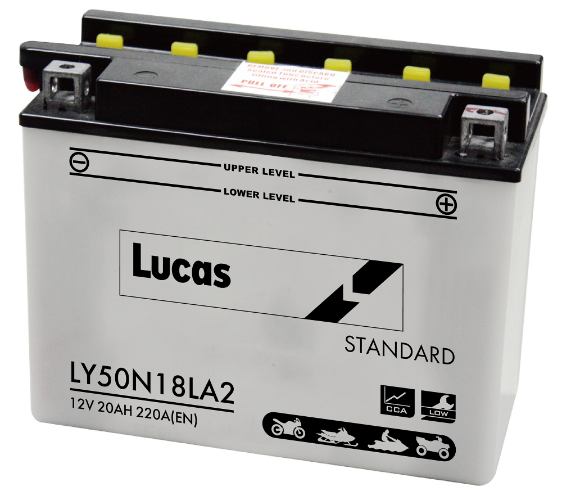 Lucas - LY50N18LA2 - Motorcycle Battery With Acid Pack - 12V 20Ah