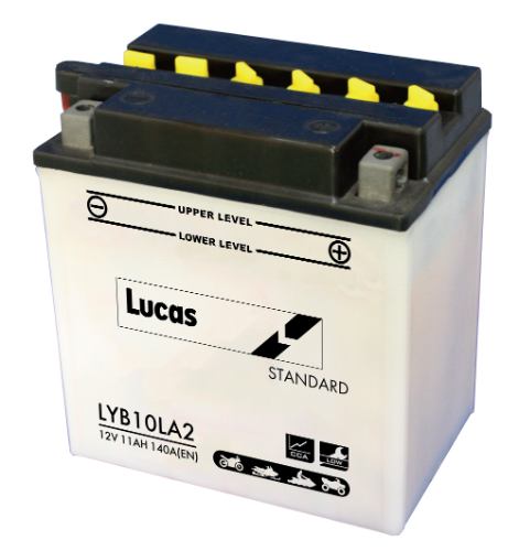 Lucas - LYB10LA2 - Motorcycle Battery With Acid Pack - 12V 11Ah