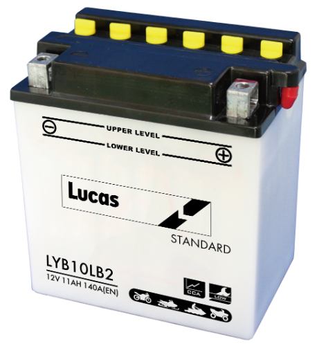 Lucas - LYB10LB2 - Motorcycle Battery With Acid Pack - 12V 11Ah
