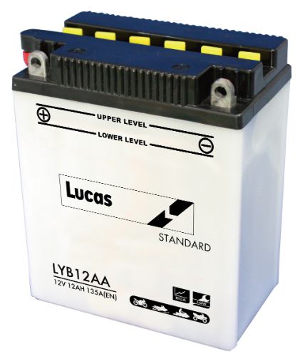 Lucas - LYB12AA - Motorcycle Battery With Acid Pack - 12V 12Ah