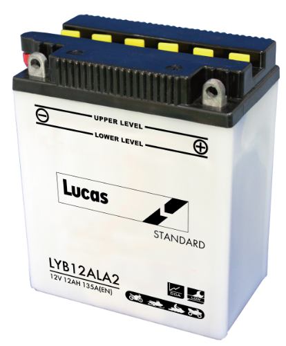 Lucas - LYB12ALA2 - Motorcycle Battery With Acid Pack - 12V 12Ah