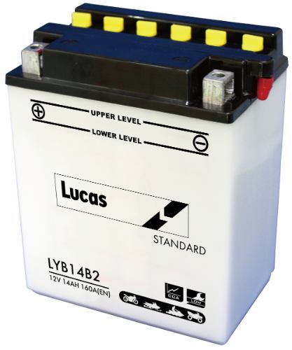 Lucas - LYB14B2 - Motorcycle Battery With Acid Pack - 12V 14Ah