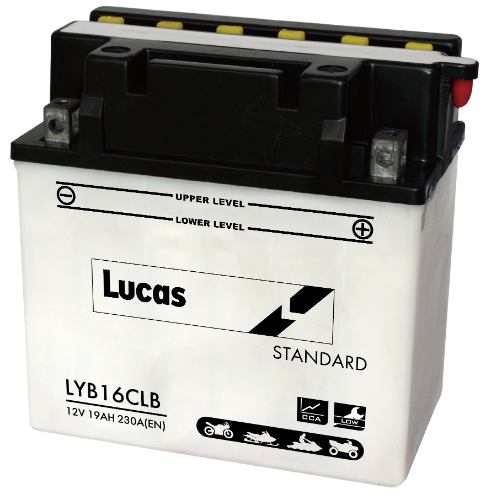 Lucas - LYB16CLB - Motorcycle Battery With Acid Pack - 12V 19Ah