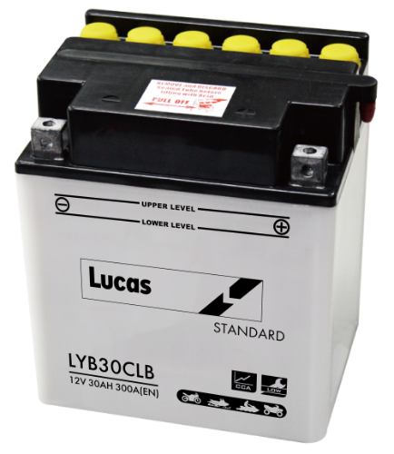 Lucas - LYB30CLB - Motorcycle Battery With Acid Pack - 12V 30Ah
