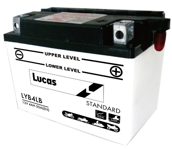 Lucas - LYB4LB - Motorcycle Battery With Acid Pack - 12V 4Ah