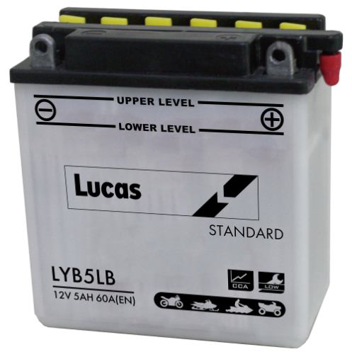 Lucas - LYB5LB - Motorcycle Battery With Acid Pack - 12V 5Ah