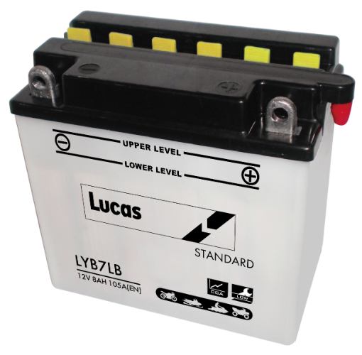 Lucas - LYB7LB - Motorcycle Battery With Acid Pack - 12V 7Ah