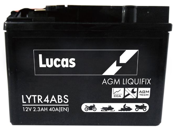 Lucas - LYTR4ABS - Sealed Motorcycle Battery With Acid Pack - 12V 2.3Ah