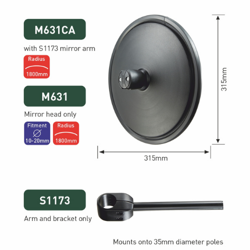 Ashtree Interior Mirror, 315mm x 315mm, Comes with S11731 Mirror Arm, M631CA
