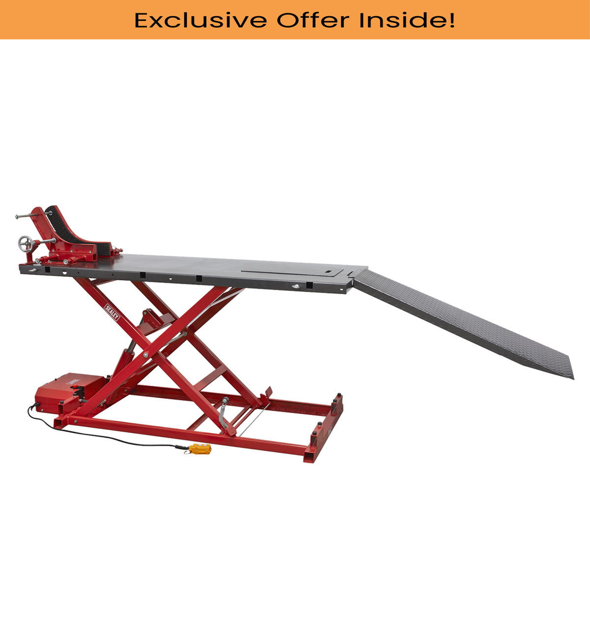 Sealey MC680E Motorcycle Lift 680kg Capacity Heavy-Duty Electro/Hydraulic