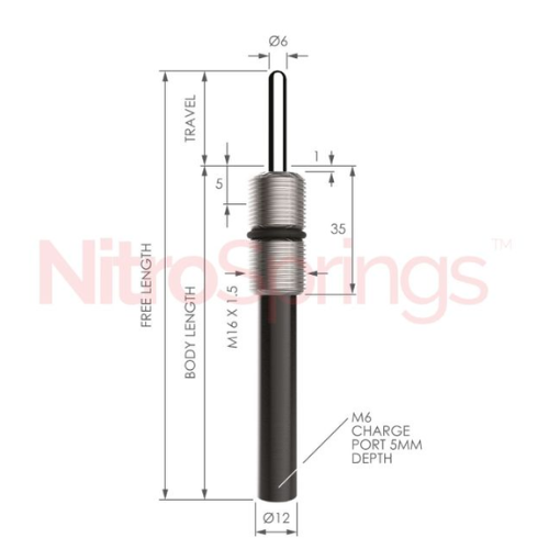 Compression Spring - Travel 80mm, Intial Force 210N, Max Force 360N, Metrol - MNE16-1.5-XXX-080