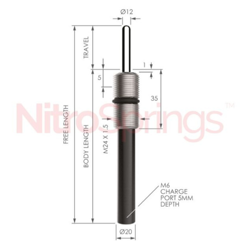 Compression Spring - Travel 100mm, Intial Force 450N, Max Force 800N, Metrol - MNE24-XXX-100