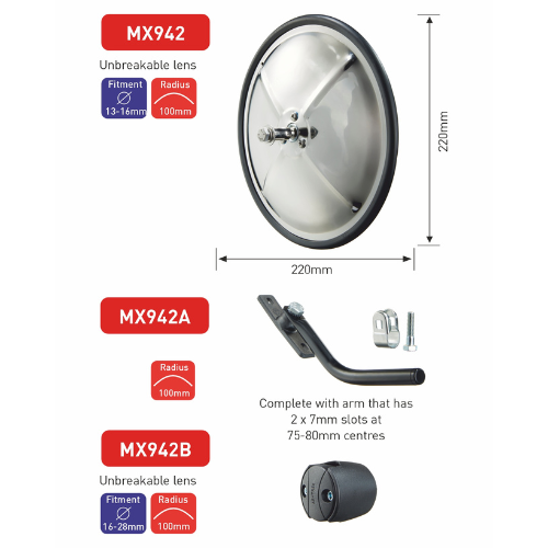 Ashtree Safety Mirror, Unbreakable Glass, 220mm x 220mm, MX942