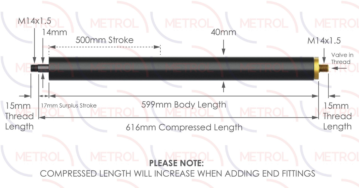 NS-V-TR-14-500 Variable Force Traction Gas Strut
