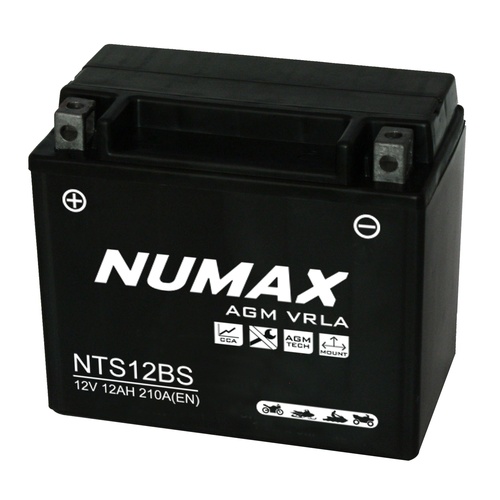 NTS12BS Numax AGM Factory Sealed Motorcycle Battery 12V 12Ah, 1 Year Warranty