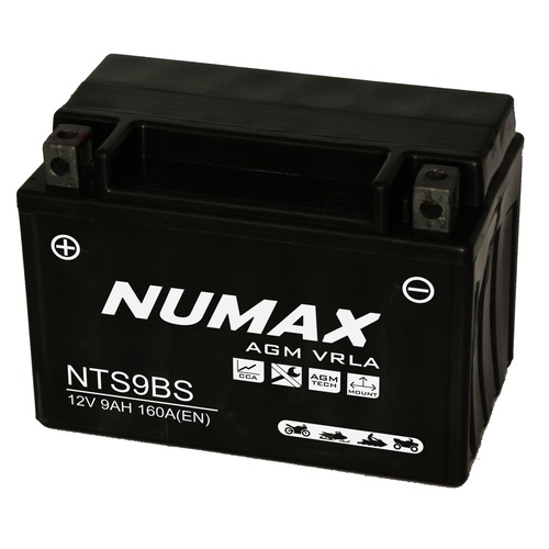 NTS9BS Numax AGM Factory Sealed Motorcycle Battery 12V 9Ah, 1 Year Warranty