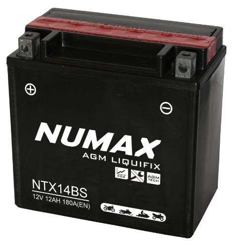 Numax - NTX14BS - Sealed Motorcycle Battery With Acid Pack 12V 12Ah