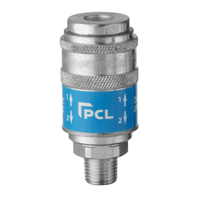 PCL PBS21CM Standard Push Button Safety Coupling, Male Thread R1/4