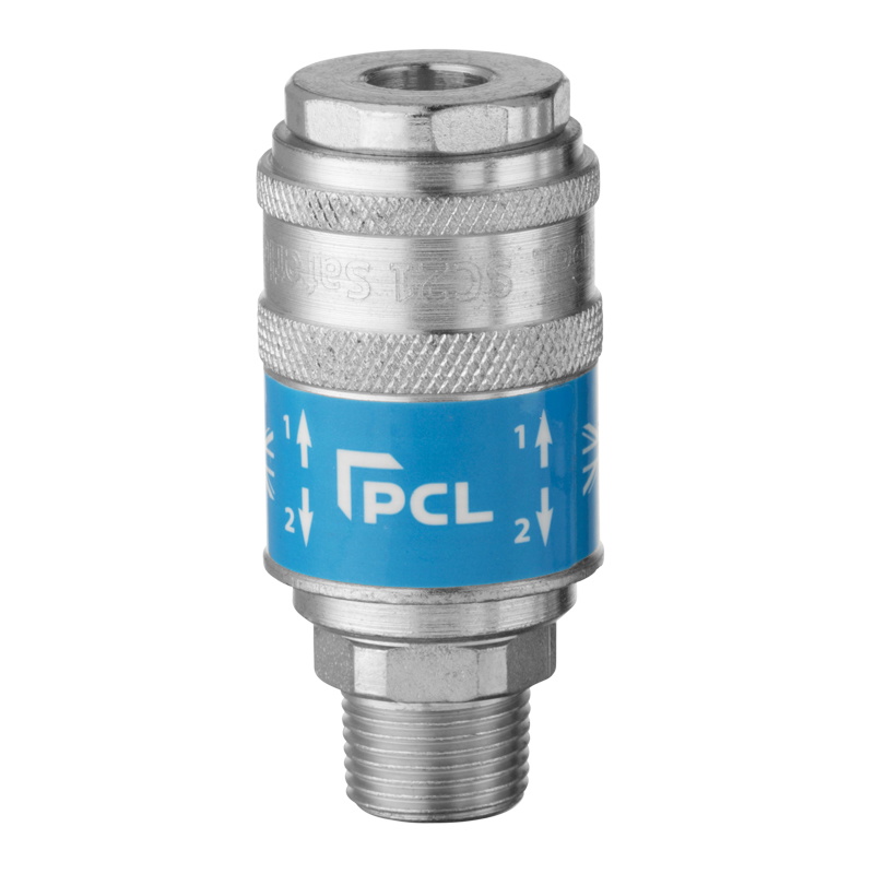PCL PBS21EM Standard Push Button Safety Coupling, Male Thread R3/8