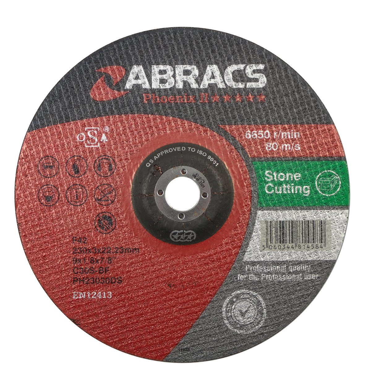 Abracs Phoenix II DPC Stone Cutting Discs, 230mm x 3mm x 22mm - Pack of 25, PH23030DS