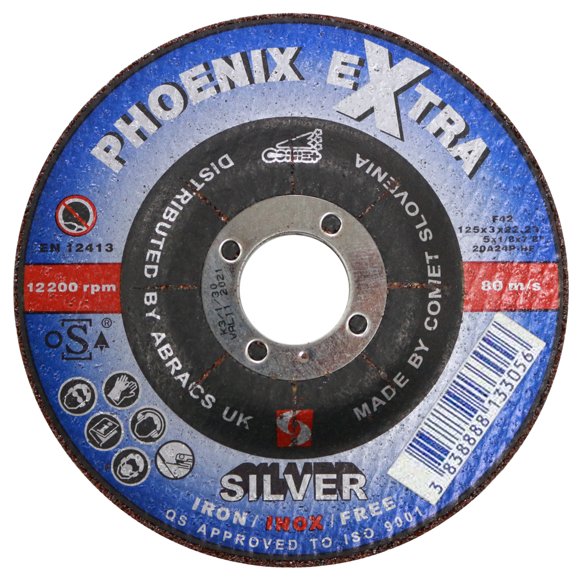 Abracs Silver DPC Inox Cutting Discs, 125mm x 3mm x 22mm - Pack of 25, PHS12530DI
