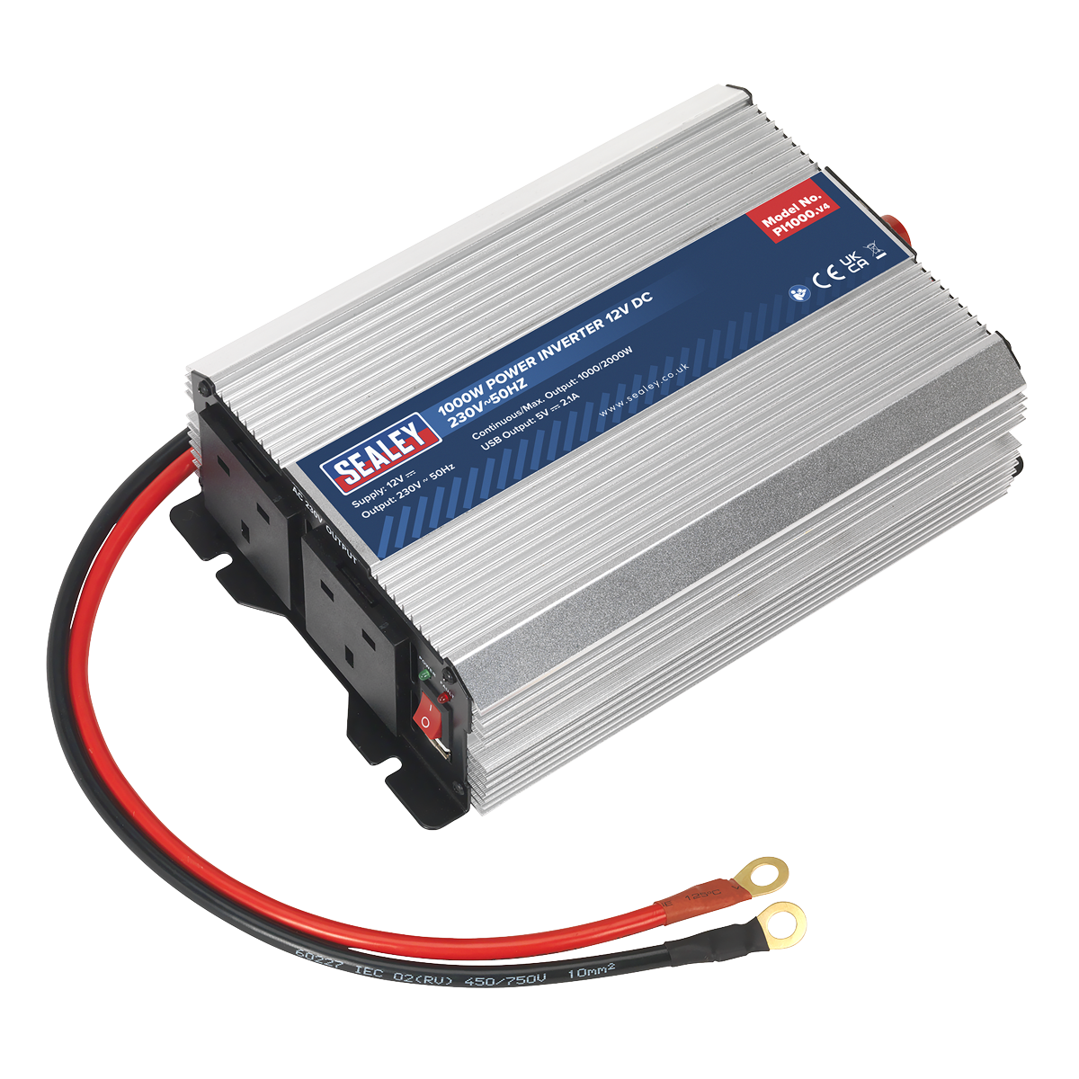 Sealey PI1000 Power Inverter 1000W 12V DC - 230V~50Hz