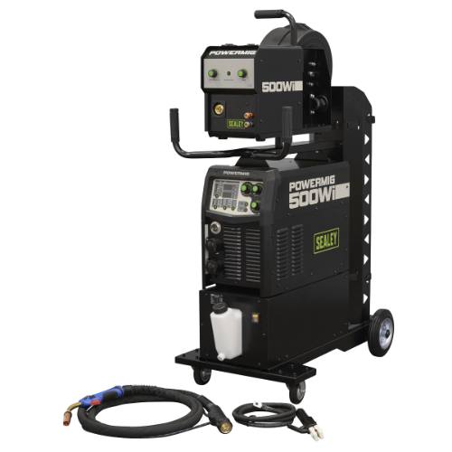 Sealey POWERMIG500Wi 500A Professional Gas/Gasless MIG/TIG/MMA Inverter Welder with Portable Wire Feeder & Water Cooler 400V 3ph