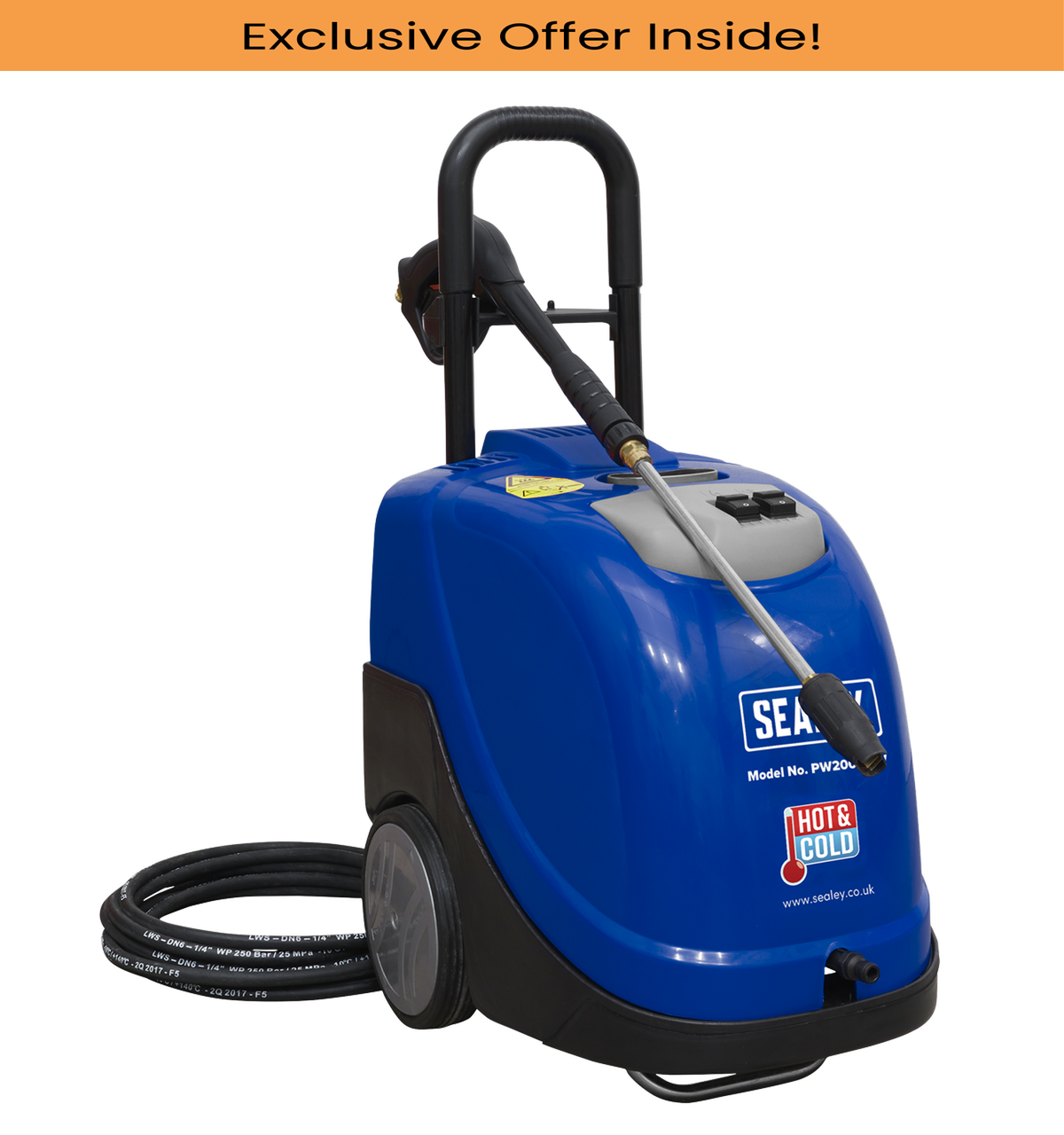 Sealey PW2000HW Hot Water Pressure Washer 135bar 230V
