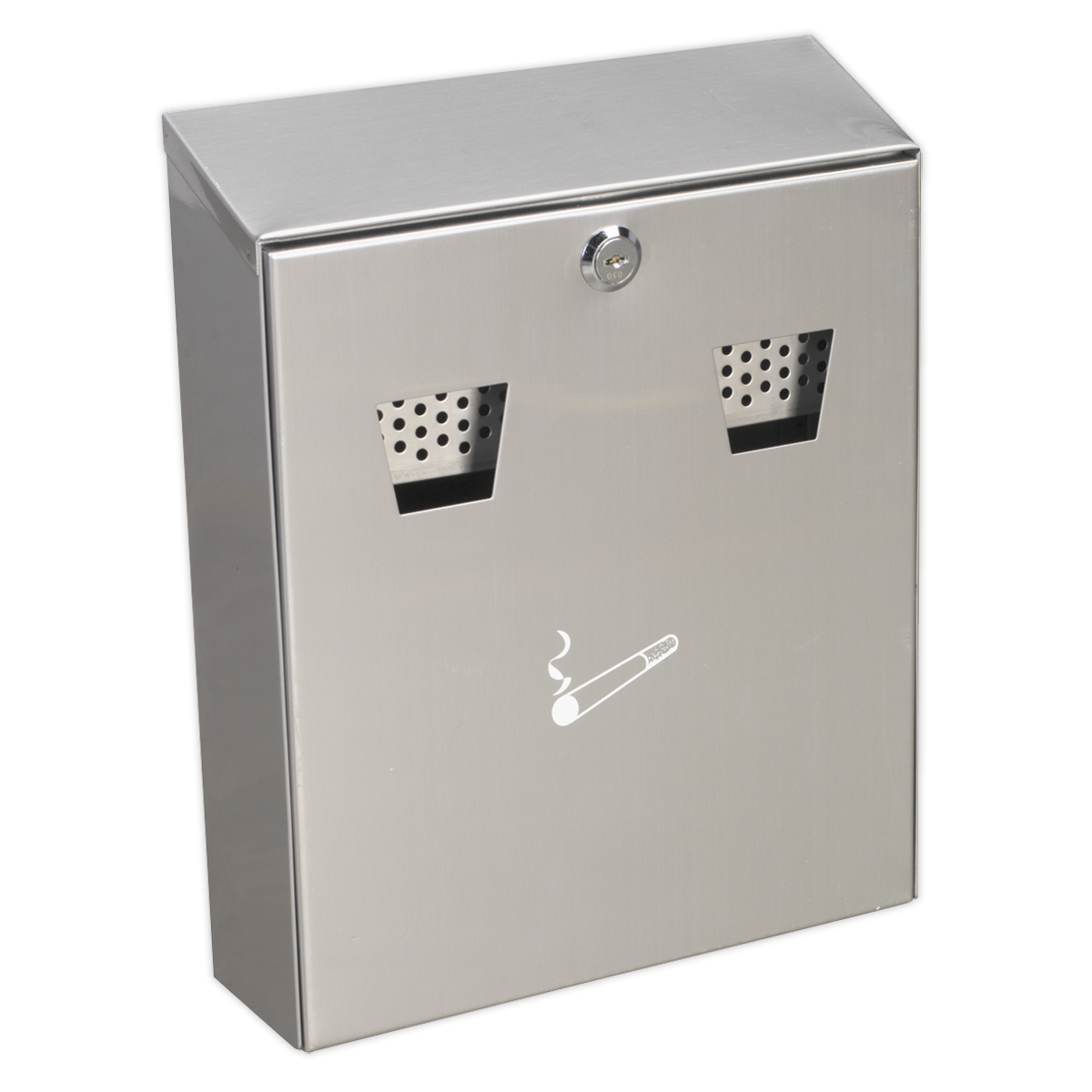Sealey RCB02 Cigarette Bin Wall Mounting Stainless Steel - Lockable, Zintec® Liner