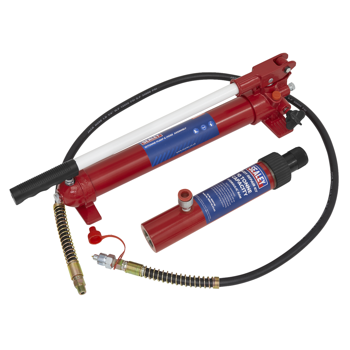 Sealey RE97.10-COMBO Push Ram with Pump & Hose Assembly - 10tonne