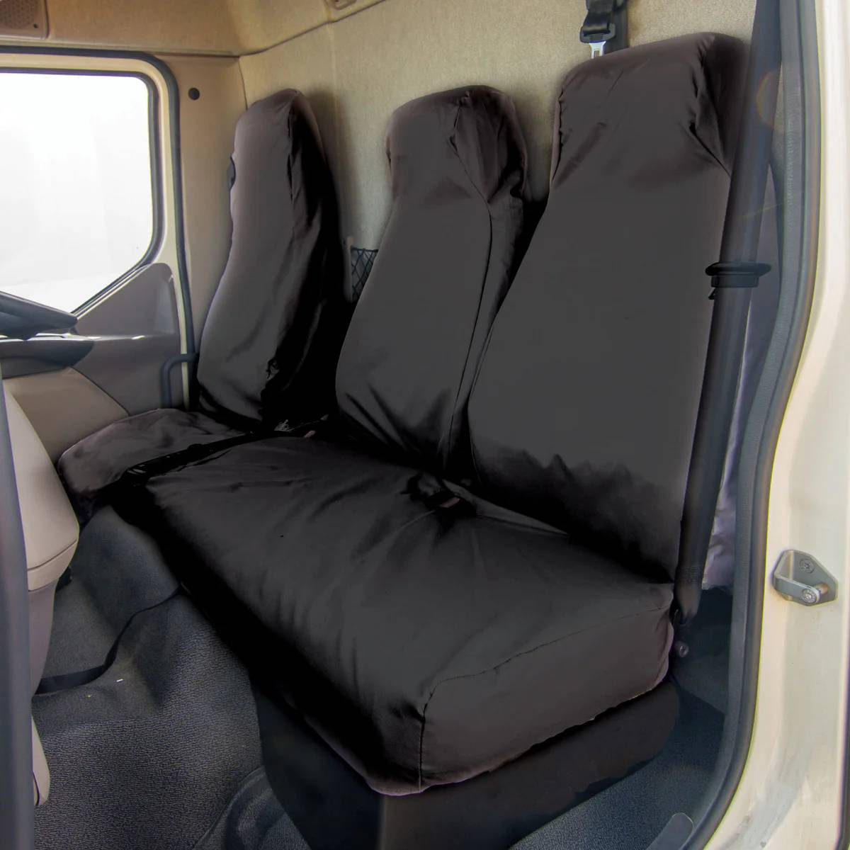 Renault D Range Front & Double Seat Cover Set, Black - REN03BLK+DAF02BLK - Town & Country