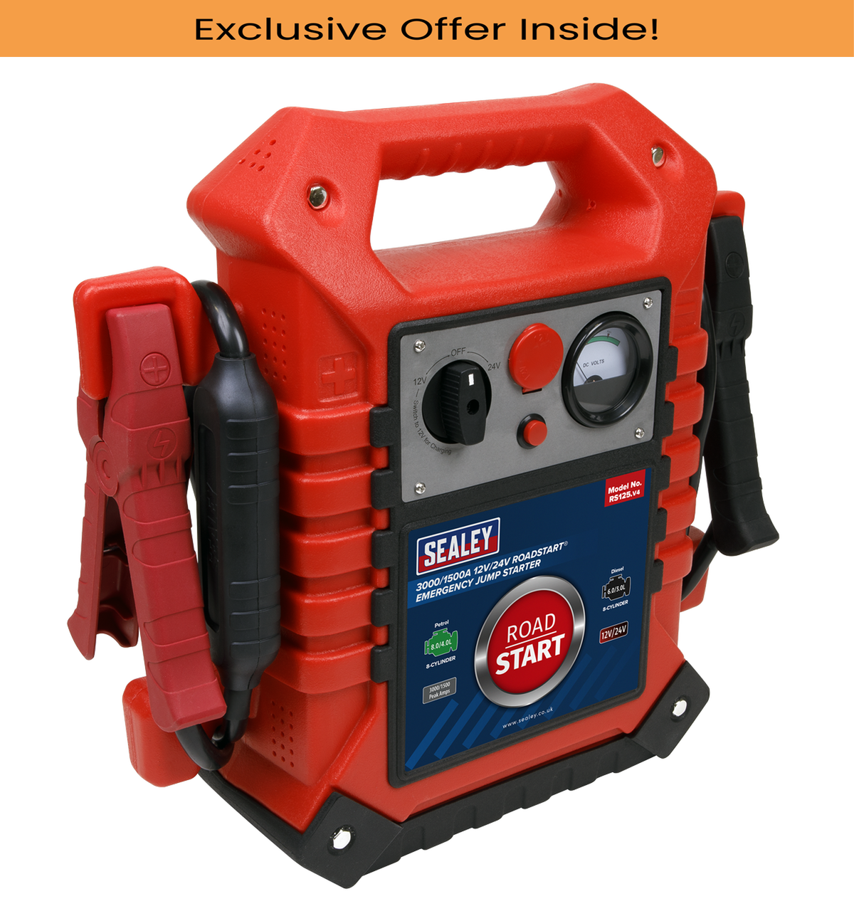 Sealey RS125 RoadStart Emergency Jump Starter 12/24V 3000/1500 Peak Amps