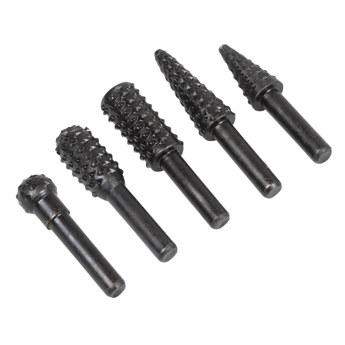 Sealey RWBS5 Rotary Burr Rasp Drill Bit Set 5pc for Wood Detail Work