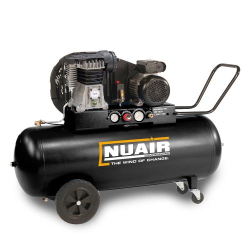 NuAir, B2800B/3M/200 TECH-PRO UK Piston Compressor, Tank Capacity - 200 Litre, Max. Air Pressure - 10 Bar, S-28LA504FPS136