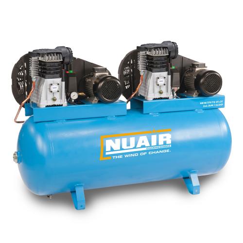 NuAir, NB38/270 TD 3M+3M Tandem Piston Compressor, Tank Capacity - 270 Litre, Max. Air Pressure - 10 Bar, 230v, S-36NW505FPS147