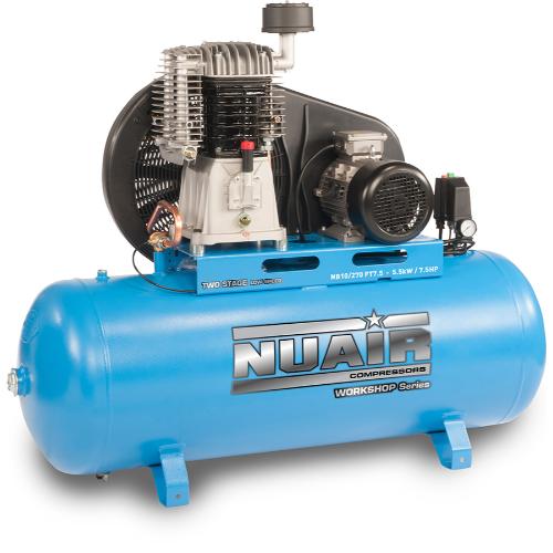 NuAir, NB10/270 FT7 Piston Compressor, Tank Capacity - 270 Litre, Max. Air Pressure - 10 Bar, 400v, S-N1NN801FPS050