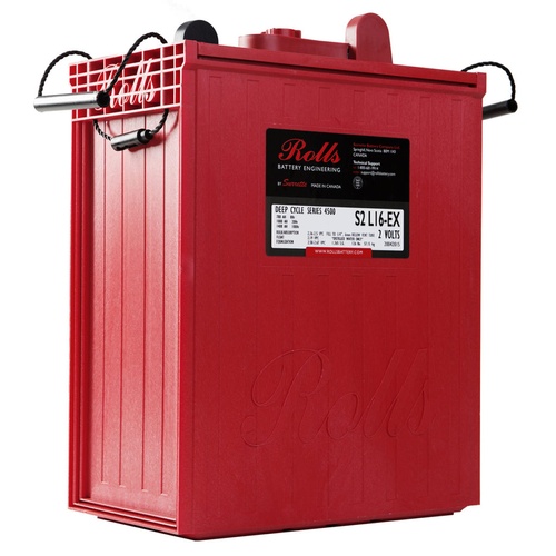 Rolls S2L16-EX Series 4000 and 4500 - 2 Volt, 1 Cell Polypropylene Container Battery 2V 1040Ah, 4 Years Warranty