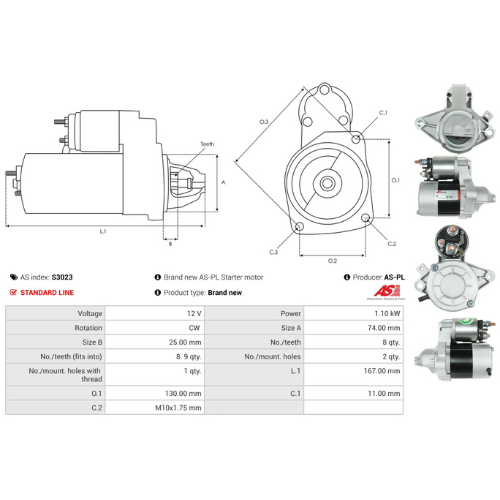 Starter Motor Fits Citroën Model C1 (PM_, PN_) 1.0
